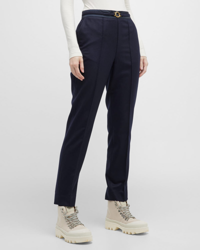 Moncler Wool Slim-fit Trousers In Navy