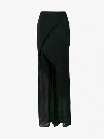 Kitx Sheer Silk Trousers With Asymmetric Skirt In Black
