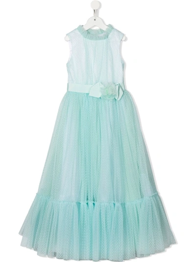 Marchesa Couture Kids' Tulle-overlay Dress In Green