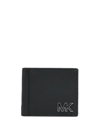 Michael Kors Logo-plaque Leather Wallet In Black