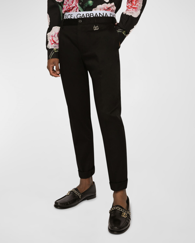 Dolce & Gabbana Stretch-cotton Chino Trousers In Black