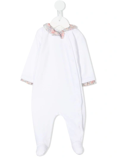 Marie-chantal Babies' Floral-print Ruffled Pajama In White