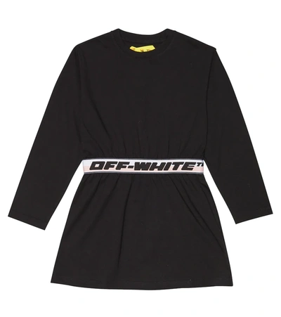 Off-white Kids' Logo-belt Mini Dress (4-12 Years) In Black