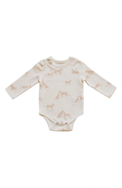 Pehr Babies' Follow Me Deer Organic Cotton Bodysuit In Light Brown