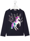Billieblush Kids' Unicorn Sequin-embellished T-shirt In Blue