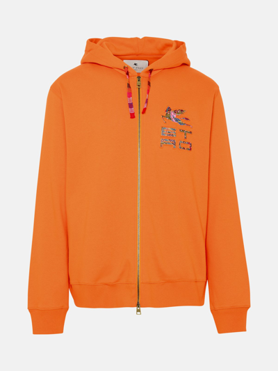 Etro Cotton Blend Pegaso Sweatshirt In Orange