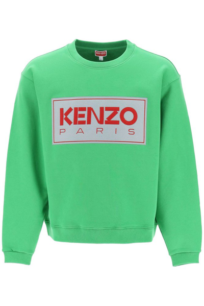 Kenzo Logo Patch Crew-neck Sweatshirt In Green