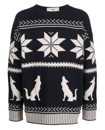 Etro Ethnic Motifs Wool Jumper In Blue