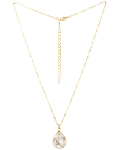 Saachi 18k Plated Mojave Turquoise Necklace In White