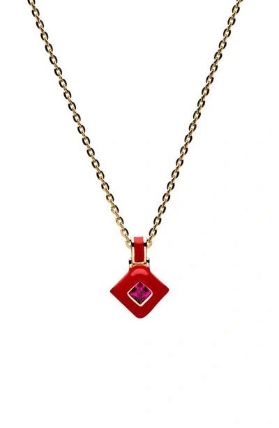 Awe Inspired Aura Necklace In Gold - Red