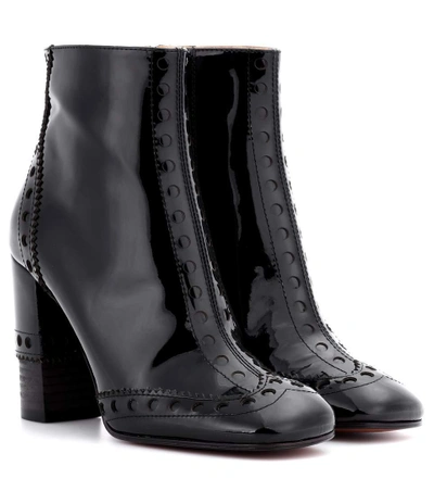 Chloé Perry Patent Leather Ankle Boots In Black