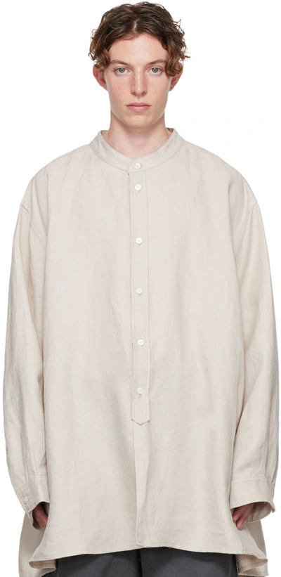 Hed Mayner Beige Linen Shirt In Stone