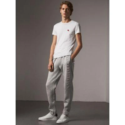 Burberry Embroidered Jersey Sweatpants In Grey