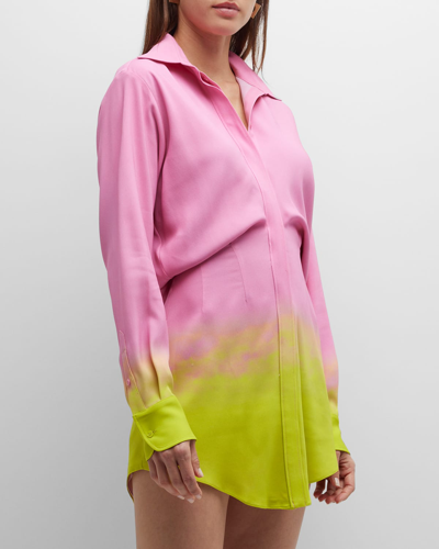brandon maxwell green shirt dress Women's The Nouveau Stretch Twill Mini In Lilac/primrose revert-sep-2025