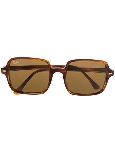 Ray Ban Acetate Square Frame Brown Lens Sunglasses