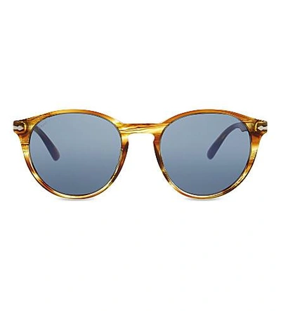 Persol Po3152s Round-frame Sunglasses In Brown Striped Yellow