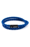 Tateossian Chelsea Leather Double-wrap Bracelet In Blue