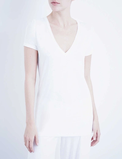 Skin Women's White V-neck Easy Pima-cotton T-shirt, Size: Xs