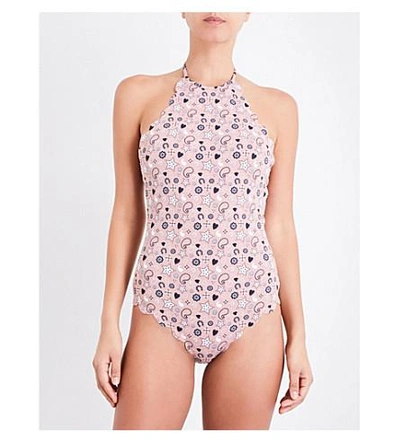 Marysia Mott Laser-cut Swimsuit In Pink Bandana/pink
