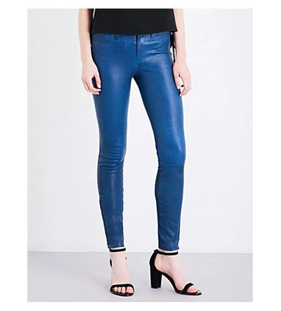 J Brand Super-skinny Mid-rise Leather Jeans In Sea Tangle