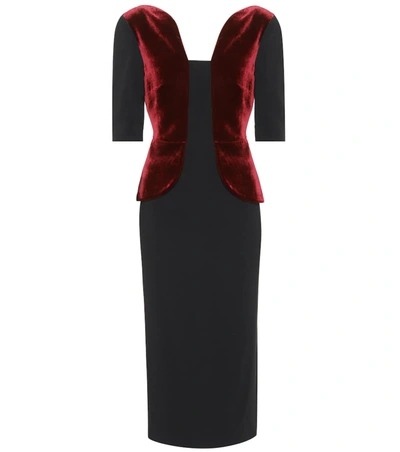 Roland Mouret Comberton Velvet And Crêpe Dress In Red