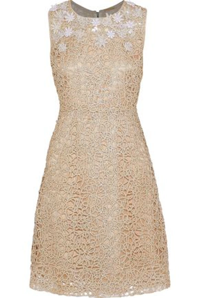 Elie Tahari Ophelia Sleeveless Lace Dress In Gold