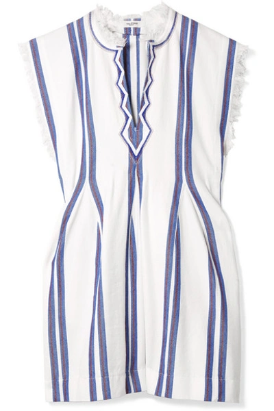 Isabel Marant Étoile Denize V-neck Striped Cotton Poncho Dress In White