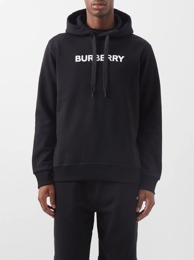 Burberry Andsell Logo-print Cotton Hooded Sweatshirt In Nero