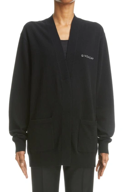 Givenchy 4g Bandana Embroidered Cashmere Cardigan In Black