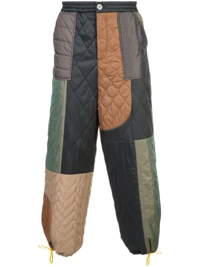 Mostly Heard Rarely Seen Colour-block Quilted Trousers In Green