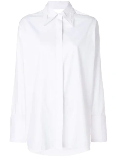 Helmut Lang Long-sleeve Cotton Poplin Shirt With Cutout Back In Bright White