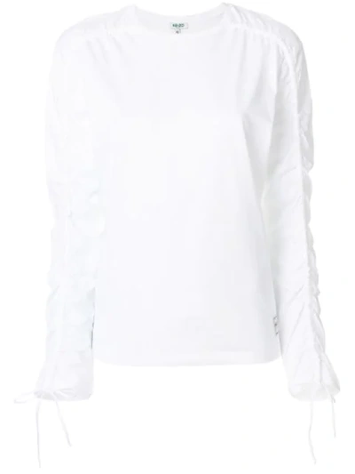 Kenzo Drawstring-sleeve Cotton Top In White