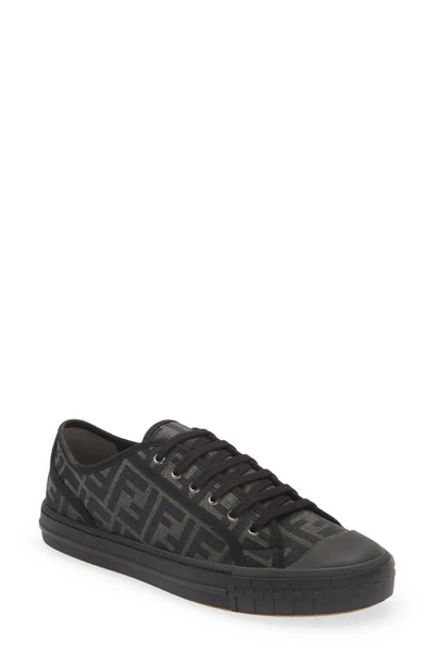 Fendi Men's New Summery Canvas Monogram Low Top Sneakers In Grey