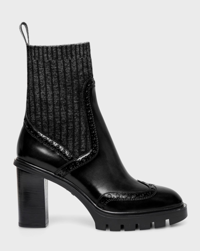 Santoni Ferric Wing-tip Sock Booties In Black