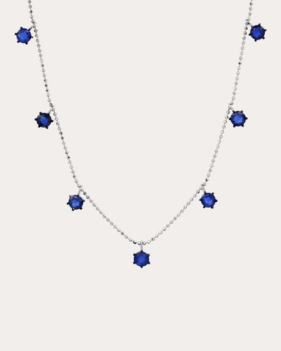 Graziela Gems Blue Sapphire Floating Necklace In White Gold/blue