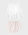 Louelle Kids' Girl's Peplum Top W/ Bloomers In Blossom Pink