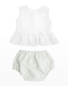 Louelle Kids' Girl's Peplum Top W/ Bloomers In French Grey 1