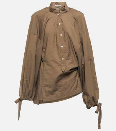 Acne Studios Asymmetric Cotton-blend Shirt In Army Green