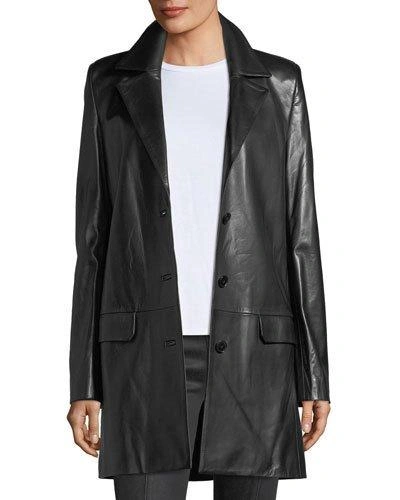 Helmut Lang Matrix Button-front Leather Blazer Jacket In Black