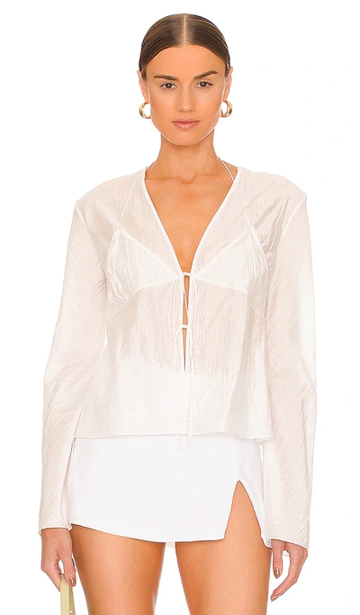 Anna October Innocence Sheer Tie-front Blouse In White