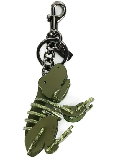 Coach Frog Leather Bag Charm In Green