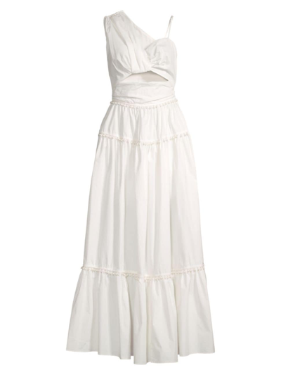 Elliatt Aroha Pearl-trim Cotton Maxi Dress In White