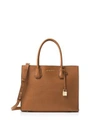 Michael Michael Kors Studio Mercer Convertible Large Leather Tote In Luggage Brown/gold