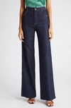 Cinq À Sept Francine Topstitched High-rise Straight-leg Pants In Indigo