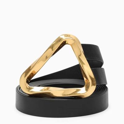Bottega Veneta Grasp Leather Double-strap Belt In Black Gold