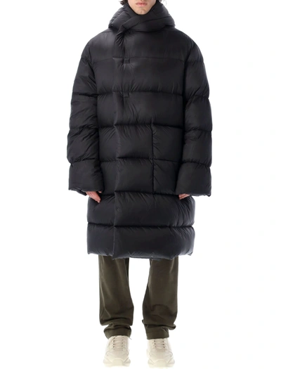 Rick Owens Oversized Quilted Recycled Shell Hooded Down Jacket In Black