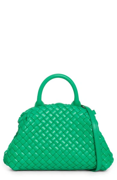 Bottega Veneta Mini Intrecciato Leather Top Handle Bag In Green