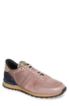 Valentino Garavani Rockrunner Mesh And Suede Trainers In Pale Pink