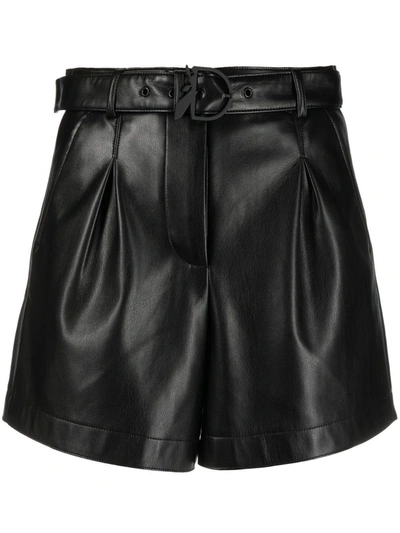 Patrizia Pepe Tailored Faux-leather Shorts In Nero