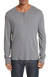 Atm Anthony Thomas Melillo Raw Edge Henley In Solid Dark Grey